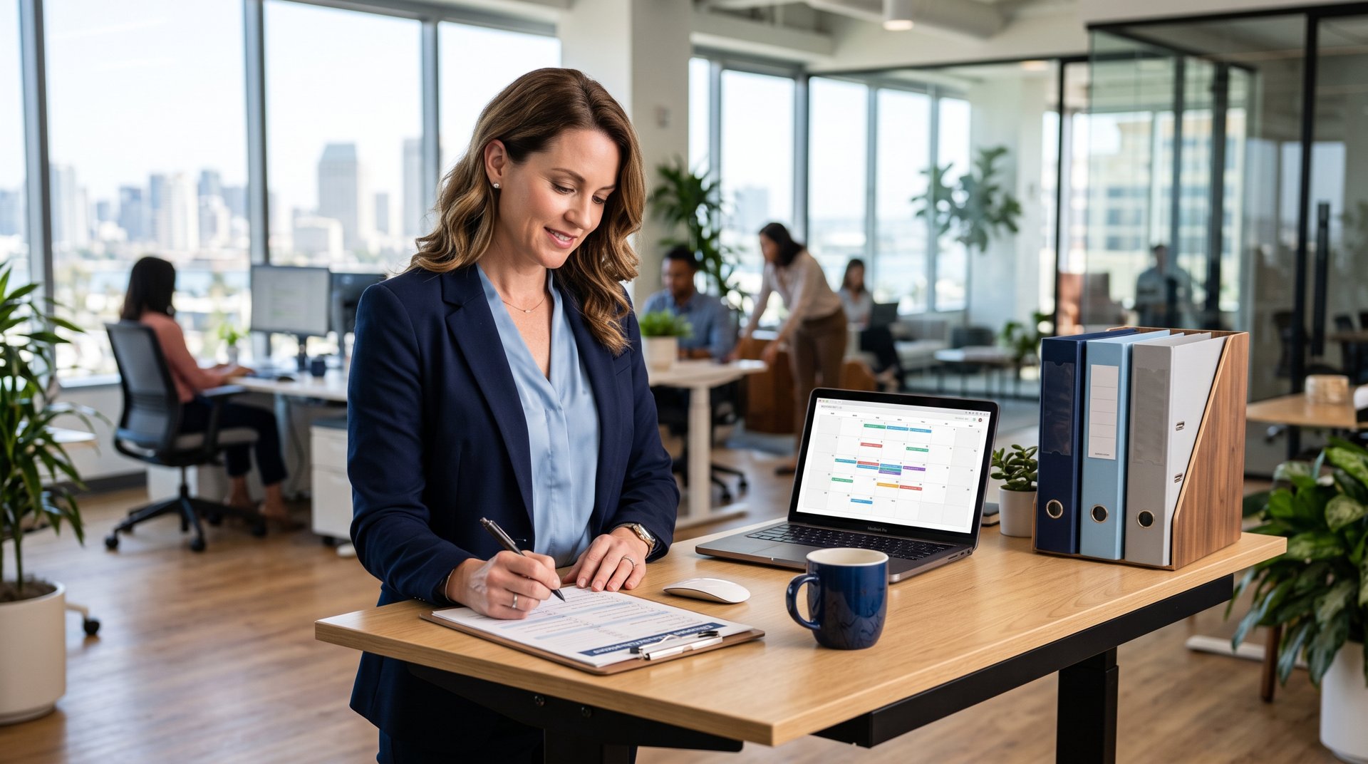 HR manager reviewing employee eligibility and enrollment compliance checklist HR manager reviewing employee eligibility and enrollment compliance checklist