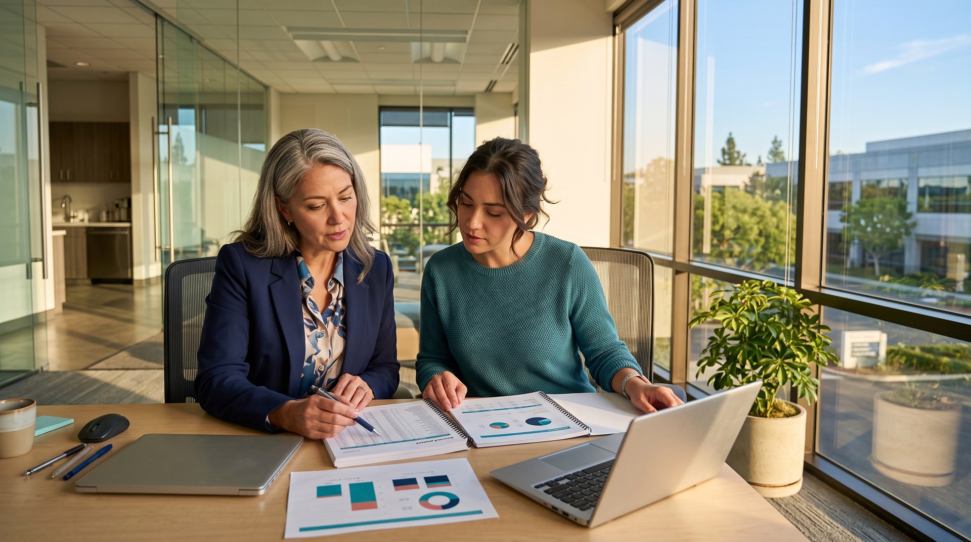 Irvine employer and payroll administrator reviewing a Section 125 plan document and payroll register
