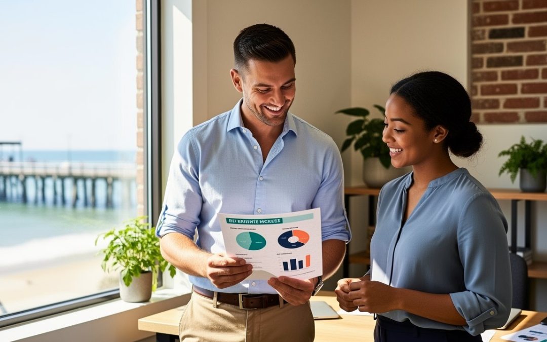 Huntington Beach health insurance broker discussing employee benefits with a small business owner
