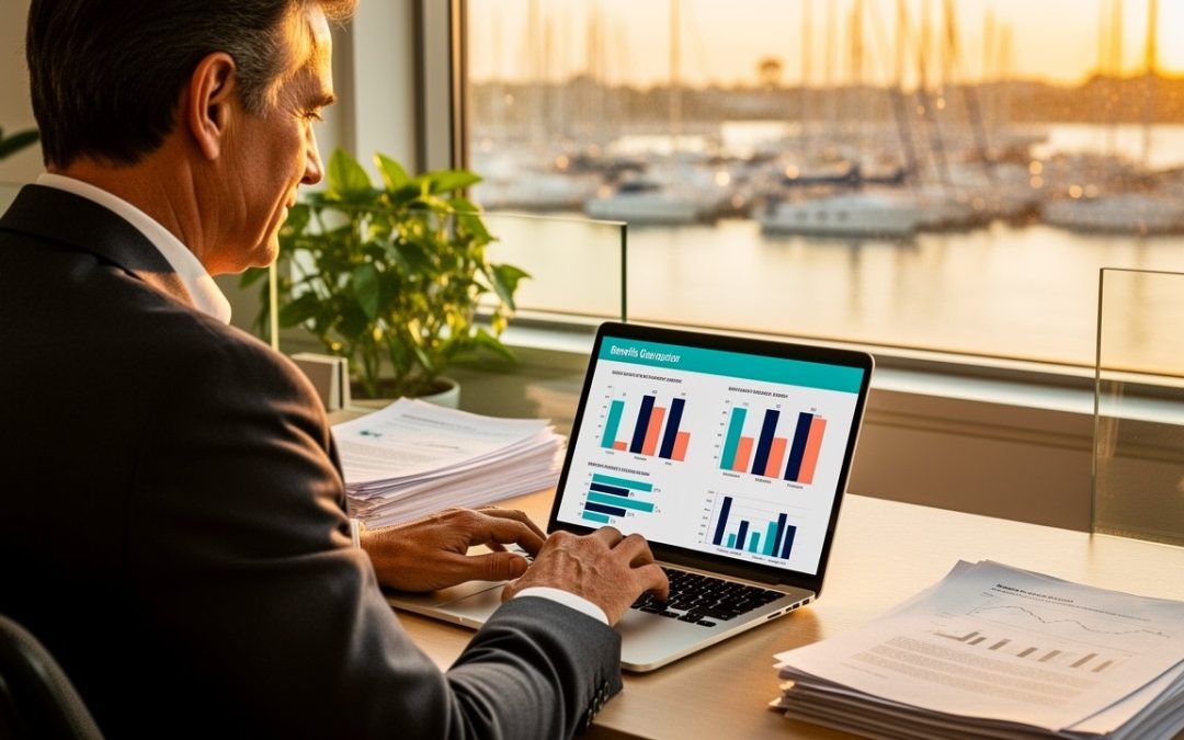 Newport Beach group health insurance broker reviewing group medical plan options with an employer