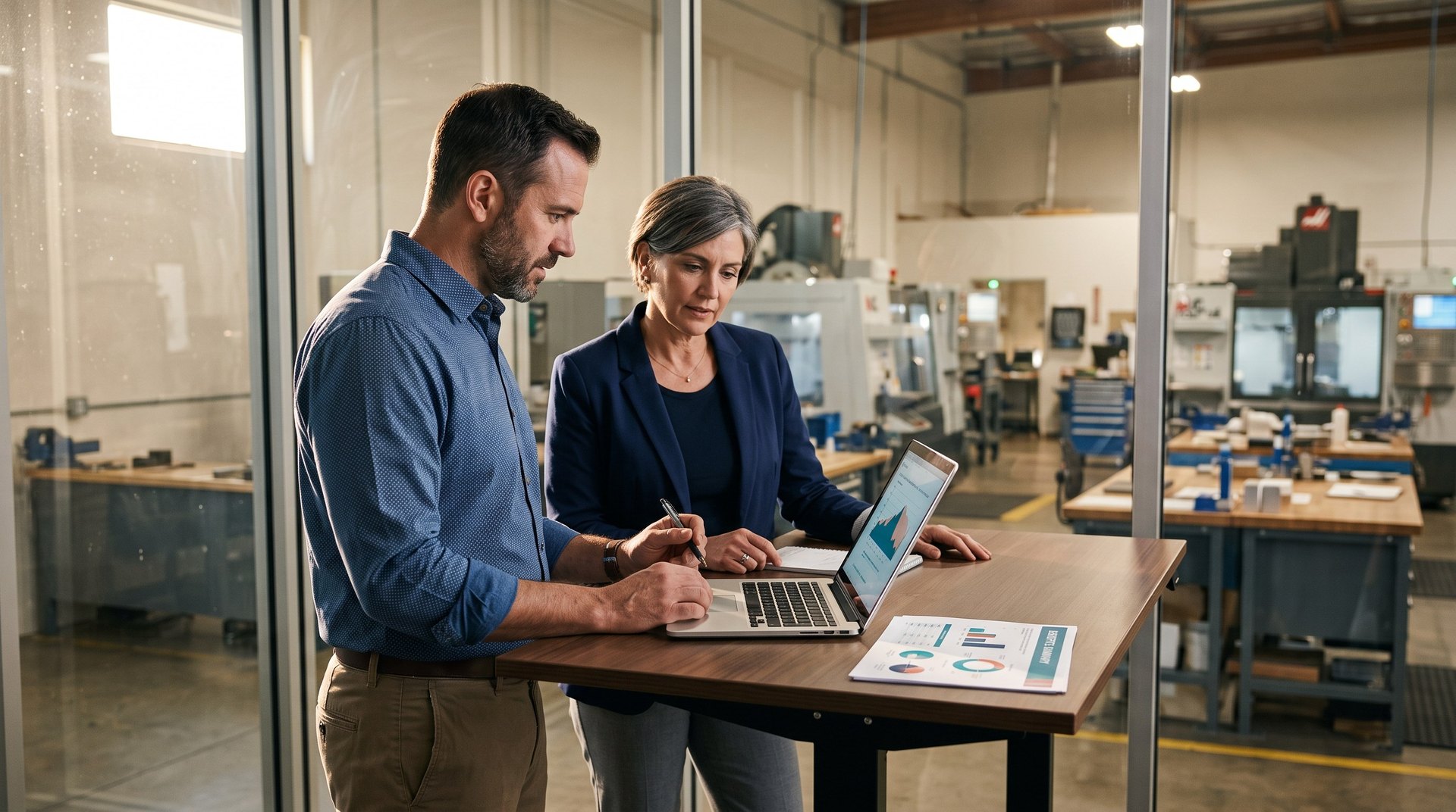 Poway small business health insurance broker meeting with a manufacturing employer